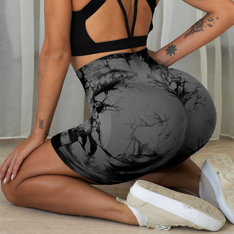 Tie-dye Printed Yoga Pants Summer Quick-drying Fitness Shorts Sexy High-waisted Hip-lifting Leggings Women Pants Tie-dye Printed Yoga Pants Summer Quick-drying Fitness Shorts Sexy High-waisted Hip-lifting Leggings Women Pants